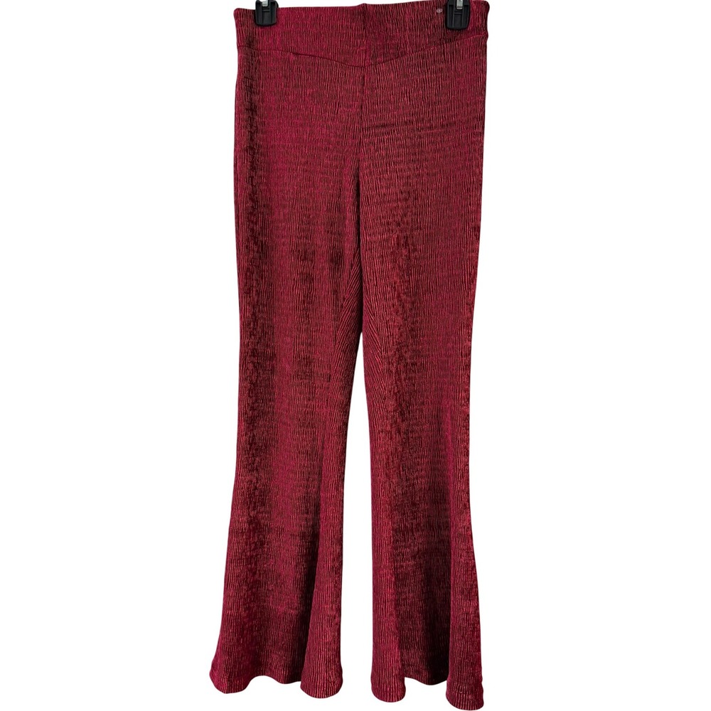 Free People Plisse Flare Pants Magenta Pink Textured Pleated Small